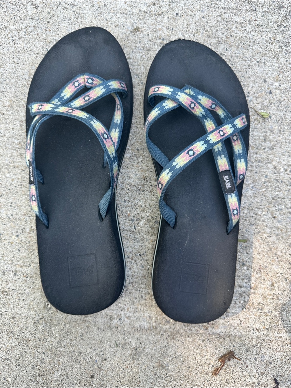 Teva Navy Black Sandals with Multicolor Aztec Straps